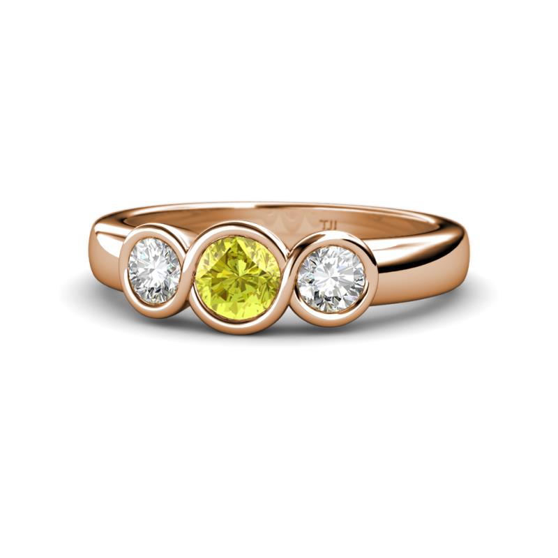 Naava Yellow and White Diamond Three Stone Engagement Ring 