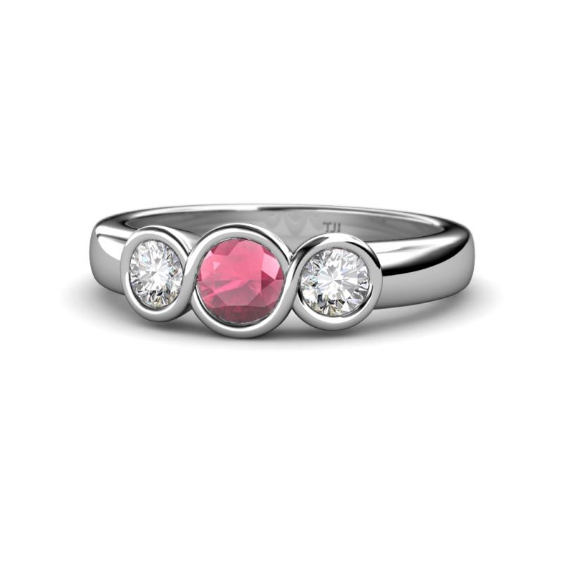 Naava Rhodolite Garnet and Diamond Three Stone Engagement Ring 