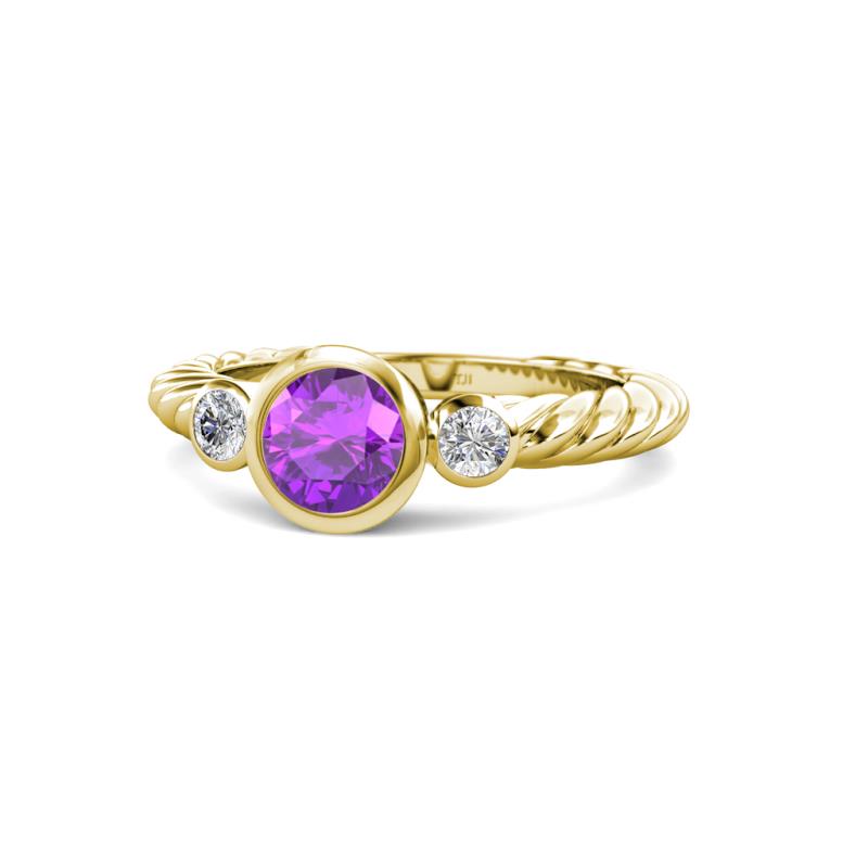 Azalea Amethyst and Diamond Three Stone Engagement Ring 