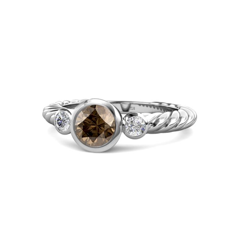 Azalea Smoky Quartz and Diamond Three Stone Engagement Ring 