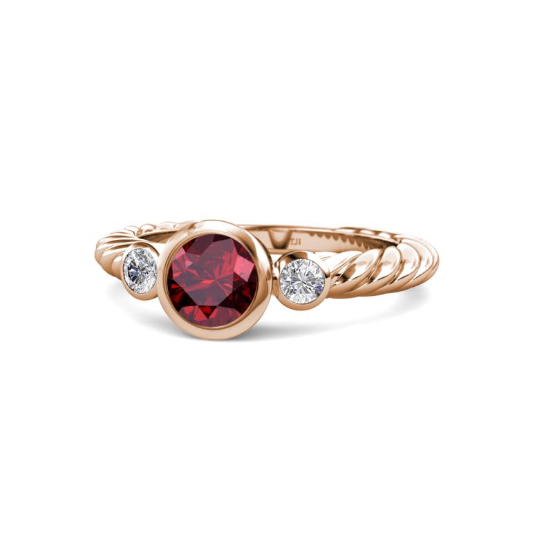 Azalea Ruby and Diamond Three Stone Engagement Ring 