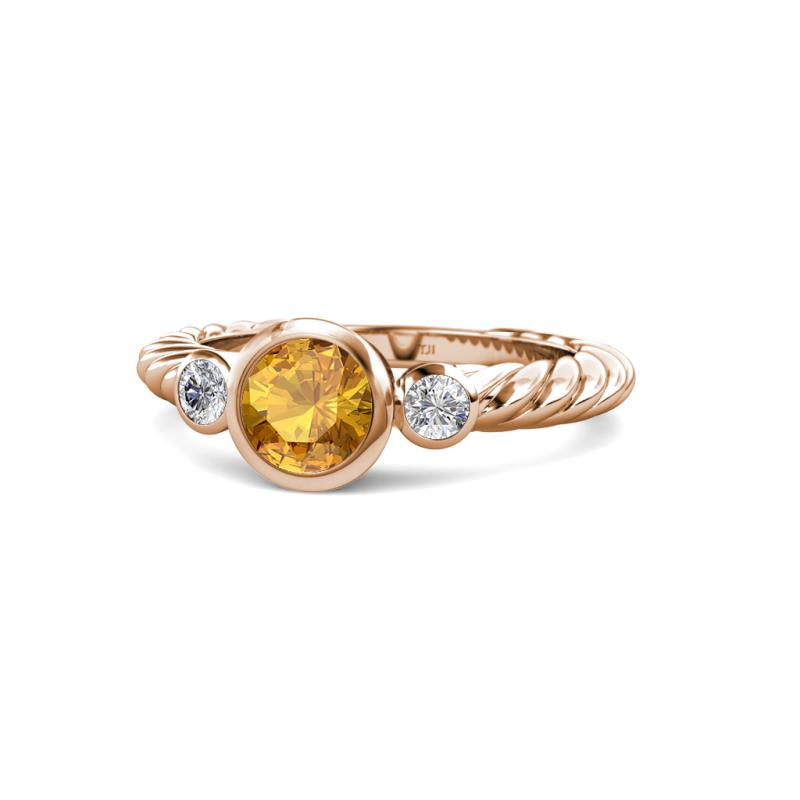 Azalea Citrine and Diamond Three Stone Engagement Ring 