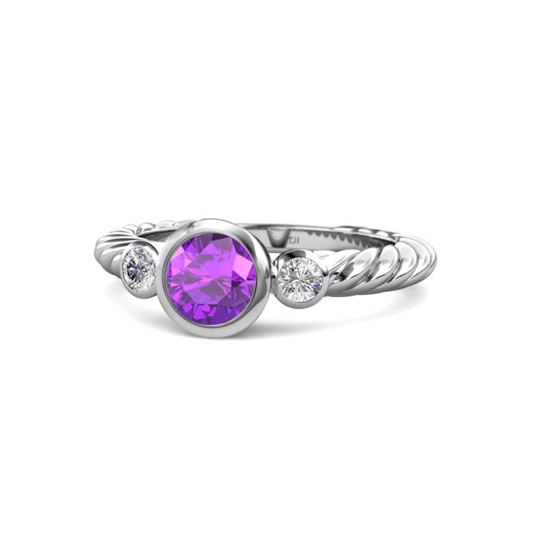 Azalea Amethyst and Diamond Three Stone Rope Ring  