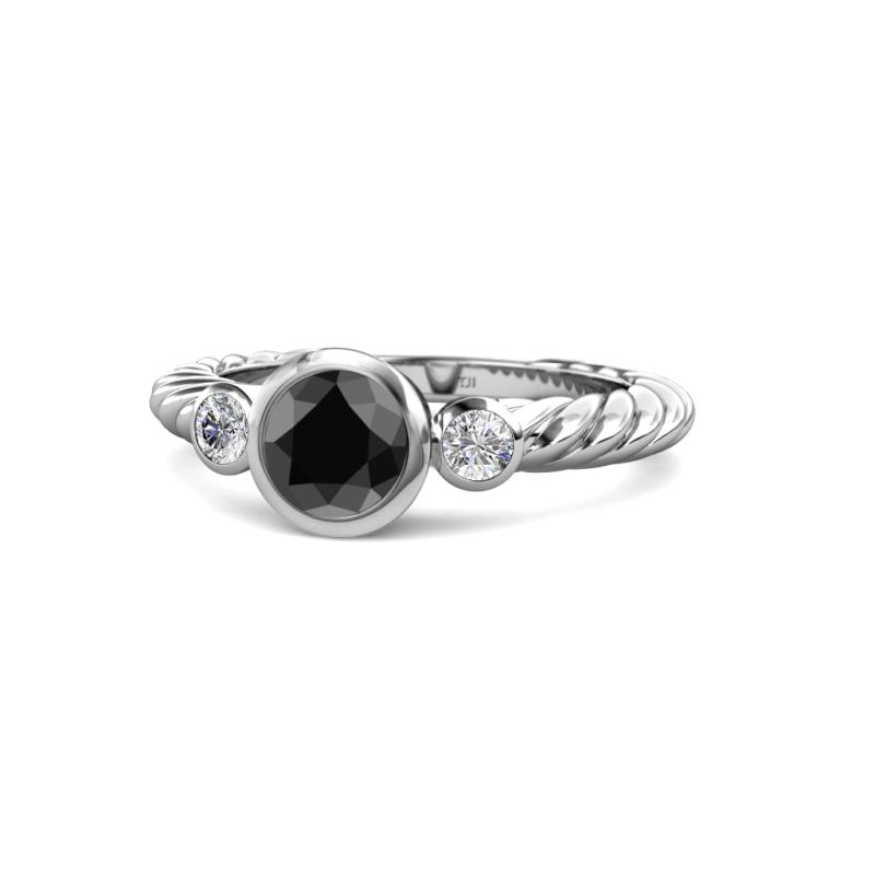 Azalea Black and White Diamond Three Stone Engagement Ring 