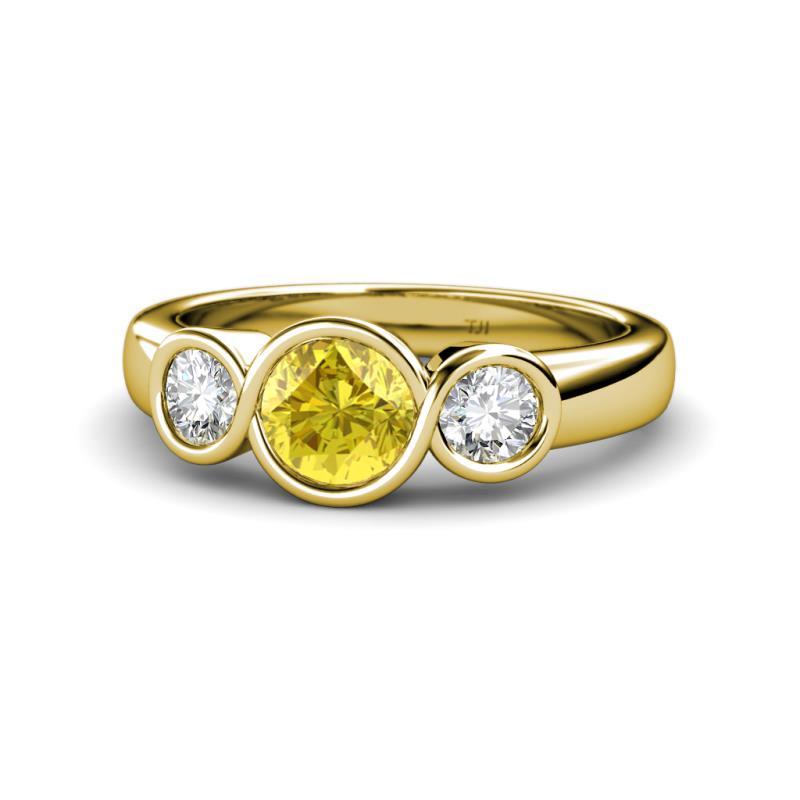 Naava Yellow Sapphire and Diamond Three Stone Engagement Ring 