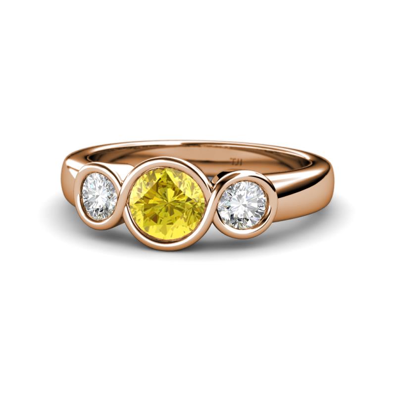 Naava Yellow Sapphire and Diamond Three Stone Engagement Ring 