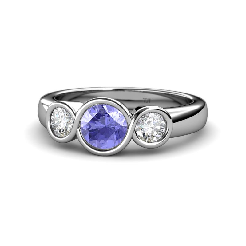 Naava Tanzanite and Diamond Three Stone Engagement Ring 