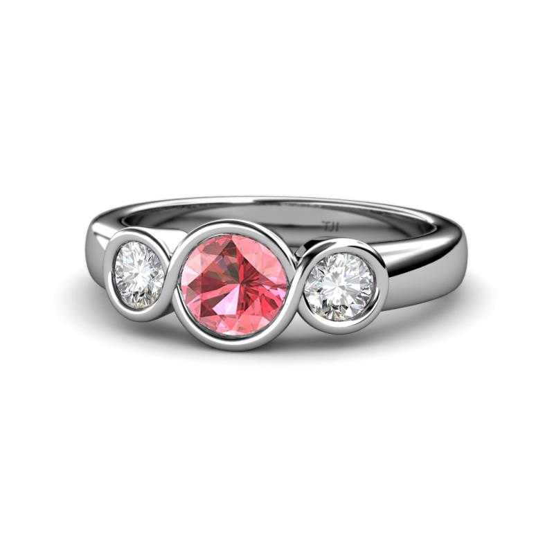 Naava Pink Tourmaline and Diamond Three Stone Engagement Ring 