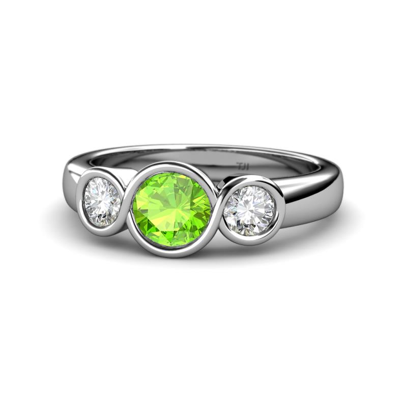 Naava Peridot and Diamond Three Stone Engagement Ring 