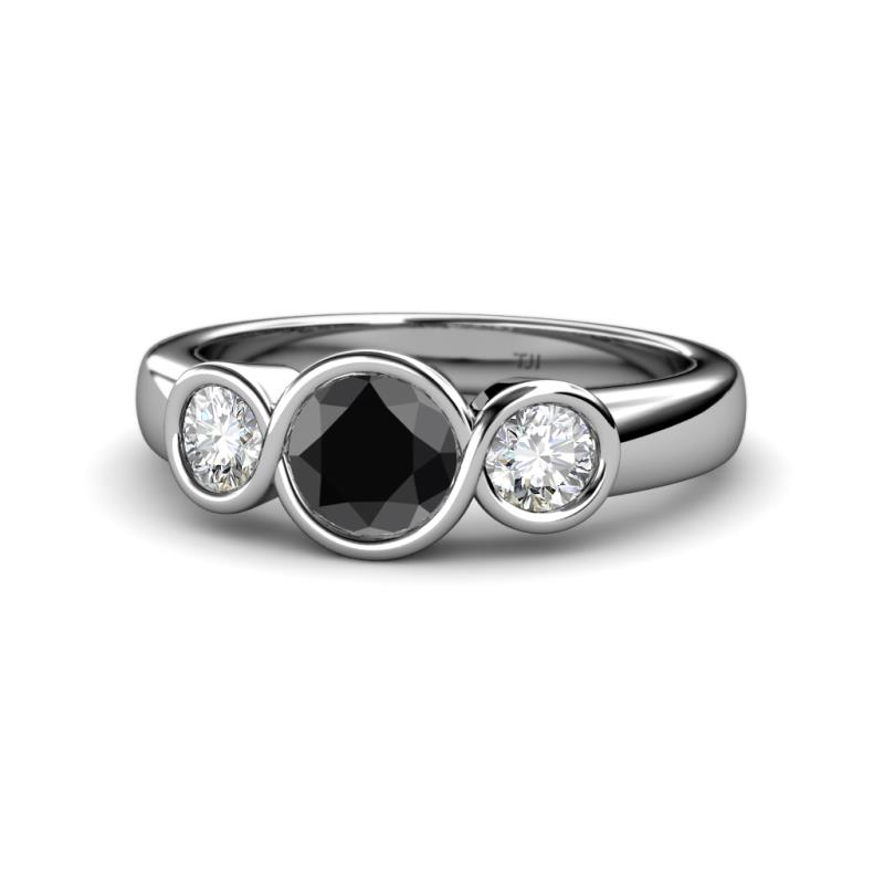 Naava Black and White Diamond Three Stone Engagement Ring 