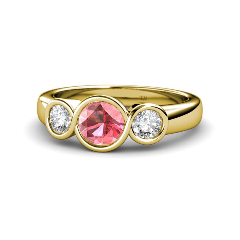 Naava Pink Tourmaline and Diamond Three Stone Engagement Ring 