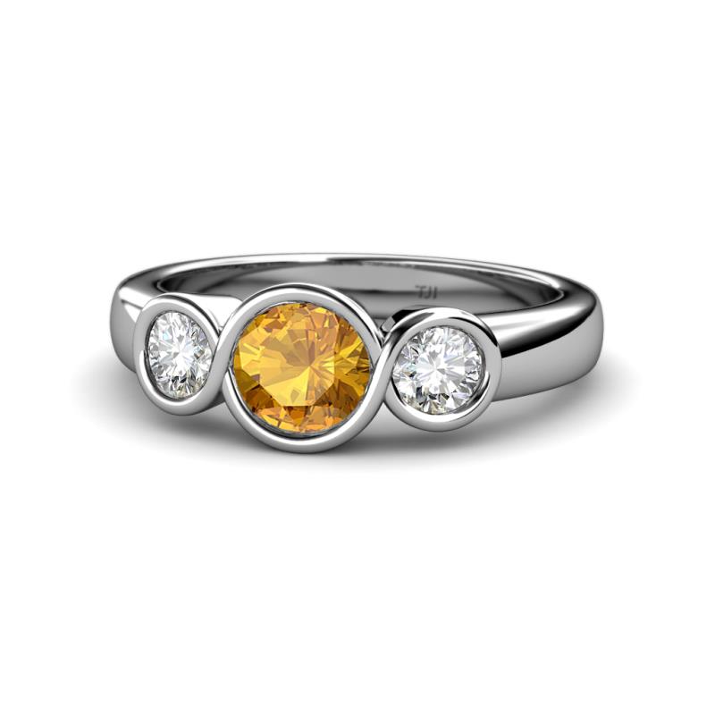 Naava Citrine and Diamond Three Stone Engagement Ring 