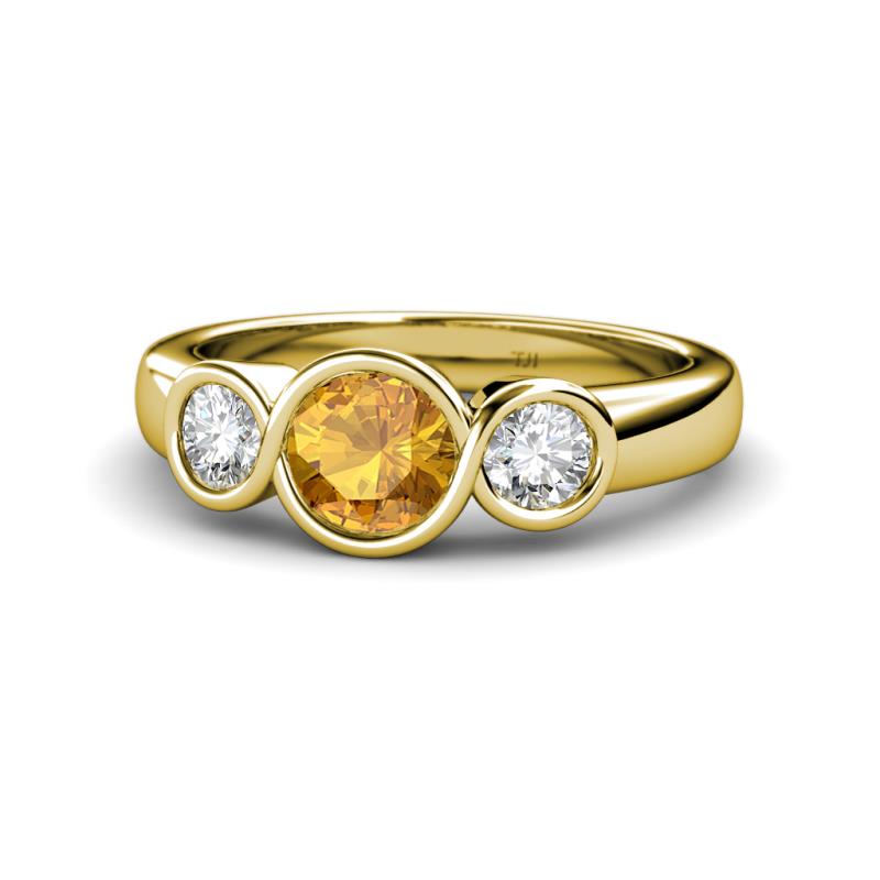 Naava Citrine and Diamond Three Stone Engagement Ring 