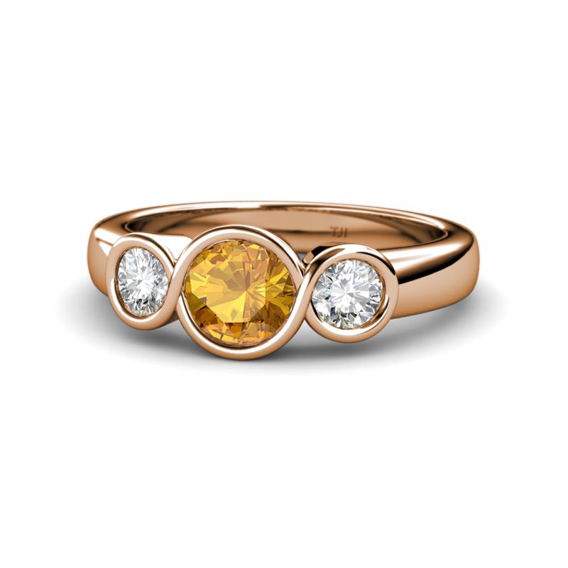 Naava Citrine and Diamond Three Stone Engagement Ring 
