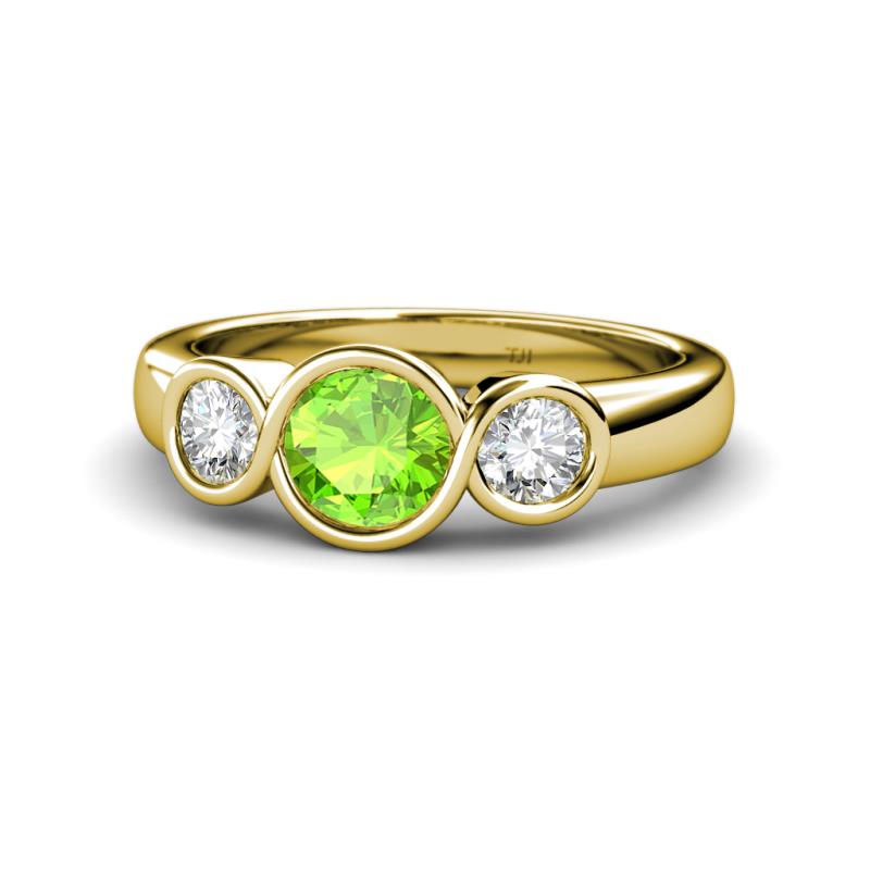 Naava Peridot and Diamond Three Stone Engagement Ring 