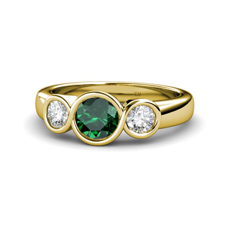 Naava Emerald and Diamond Three Stone Engagement Ring 