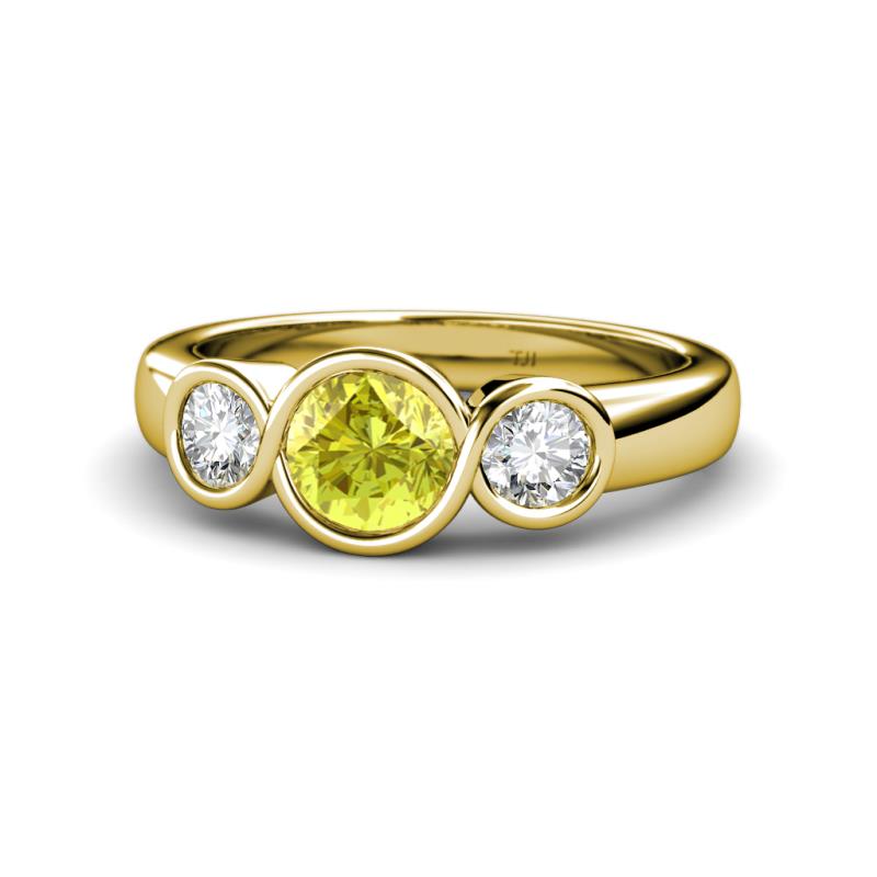 Naava Yellow and White Diamond Three Stone Engagement Ring 
