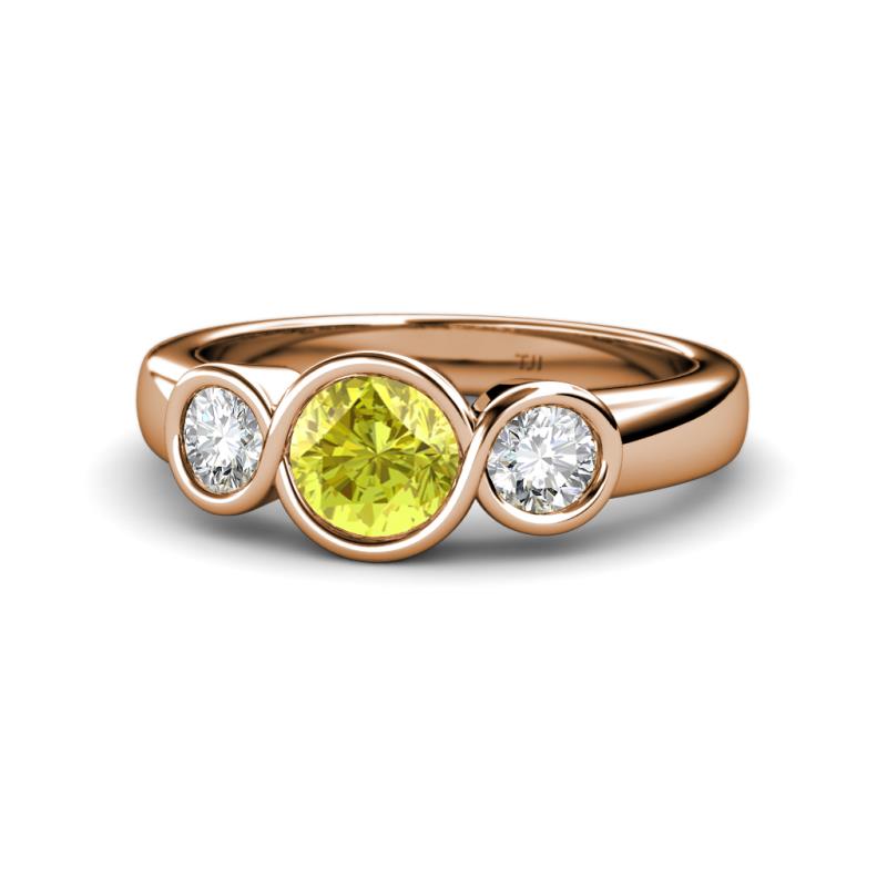 Naava Yellow and White Diamond Three Stone Engagement Ring 