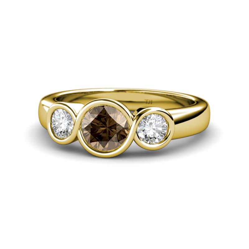 Naava Smoky Quartz and Diamond Three Stone Engagement Ring 