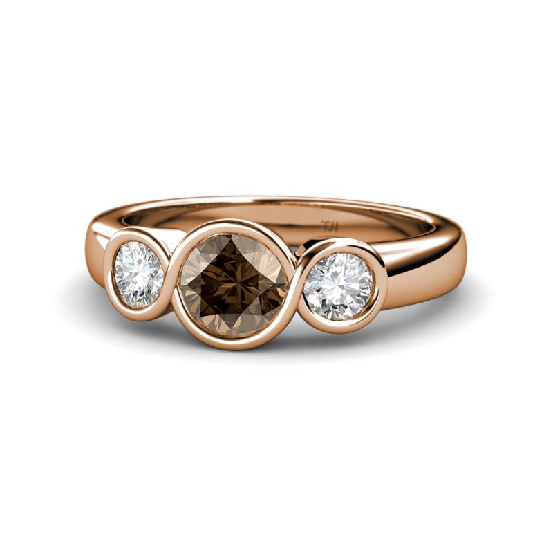 Naava Smoky Quartz and Diamond Three Stone Engagement Ring 