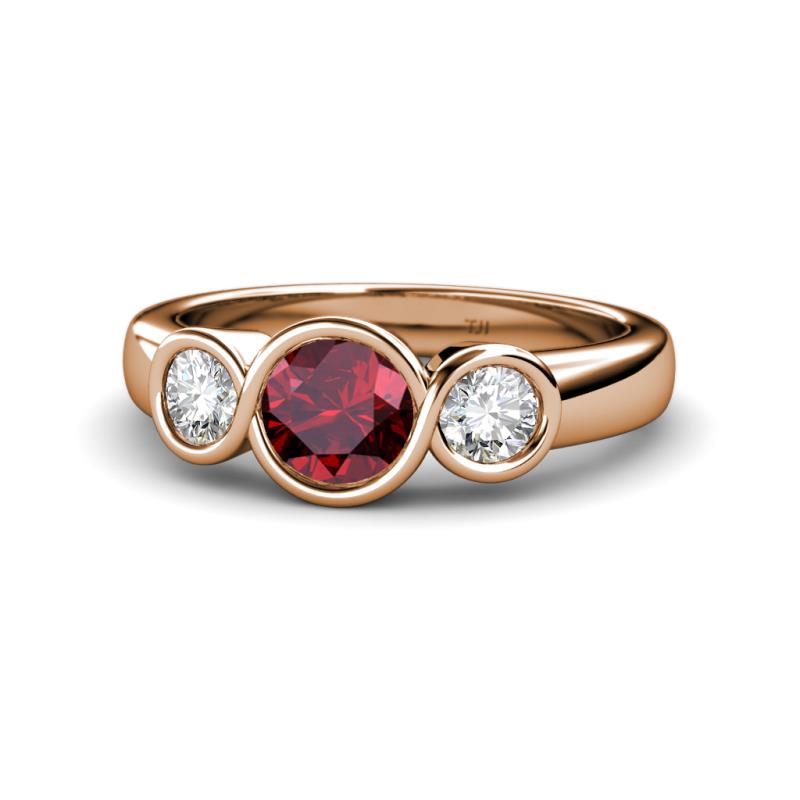 Naava Ruby and Diamond Three Stone Engagement Ring 