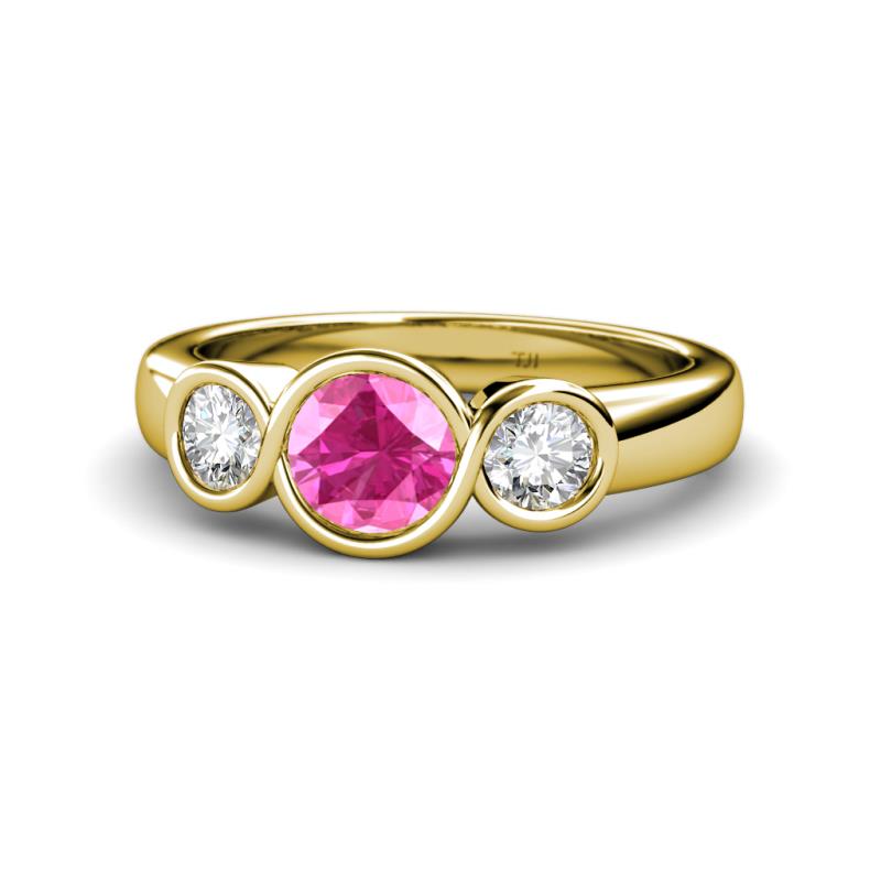 Naava Pink Sapphire and Diamond Three Stone Engagement Ring 