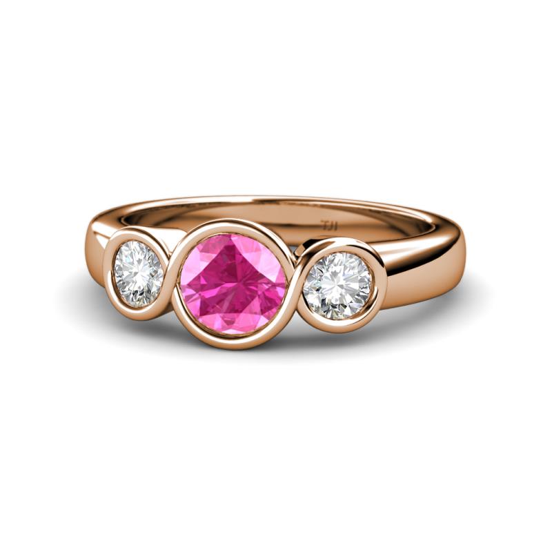 Naava Pink Sapphire and Diamond Three Stone Engagement Ring 
