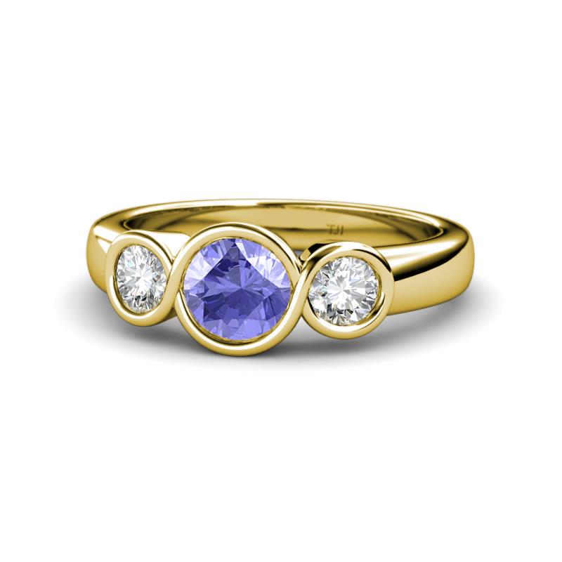 Naava Tanzanite and Diamond Three Stone Engagement Ring 