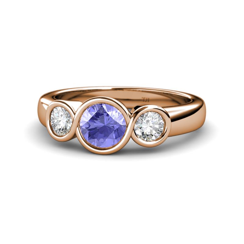 Naava Tanzanite and Diamond Three Stone Engagement Ring 
