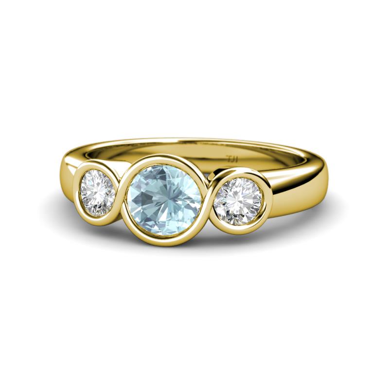 Naava Aquamarine and Diamond Three Stone Engagement Ring 