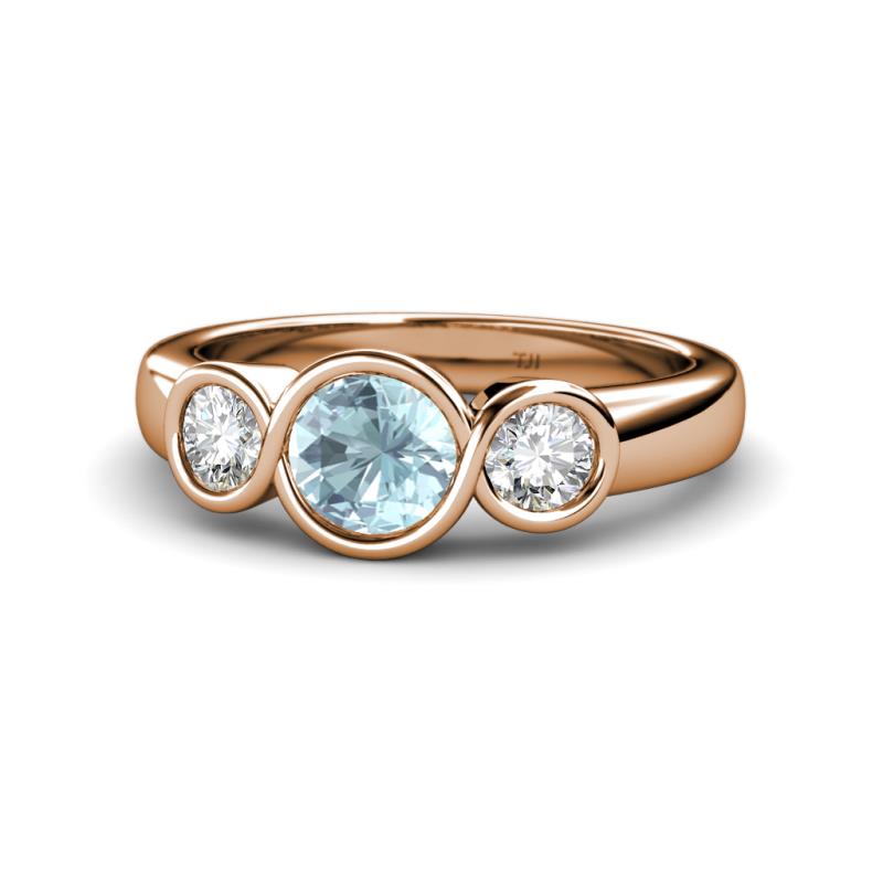 Naava Aquamarine and Diamond Three Stone Engagement Ring 