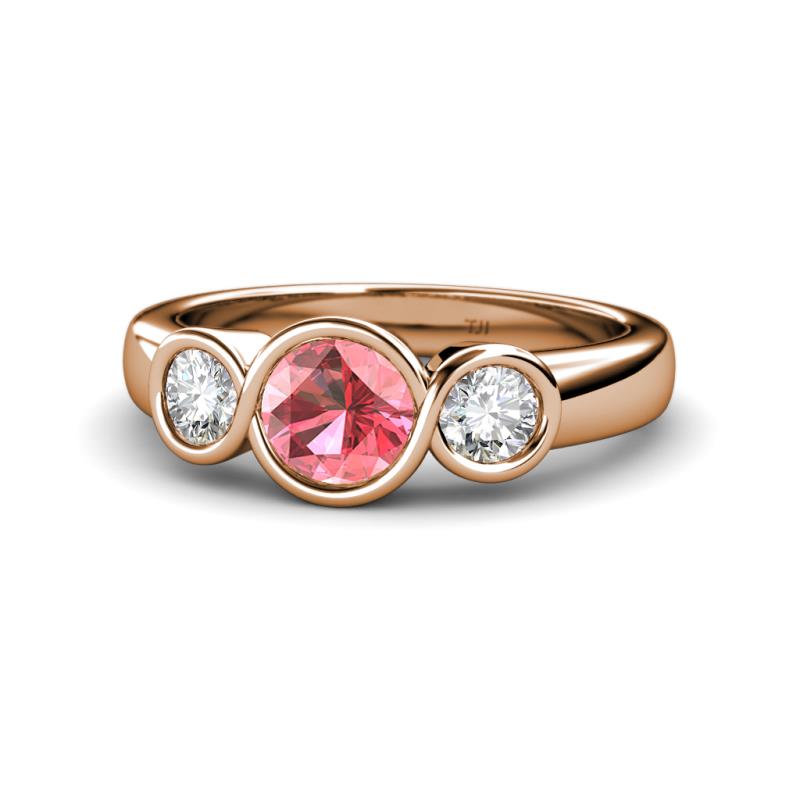 Naava Pink Tourmaline and Diamond Three Stone Engagement Ring 