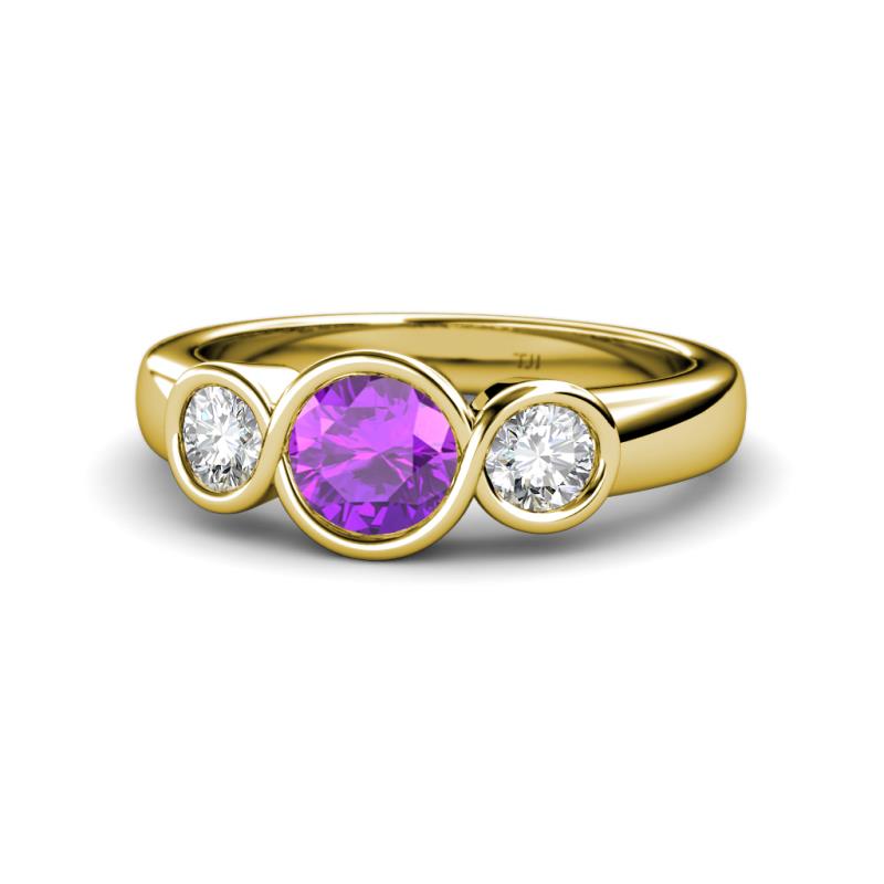 Naava Amethyst and Diamond Three Stone Engagement Ring 