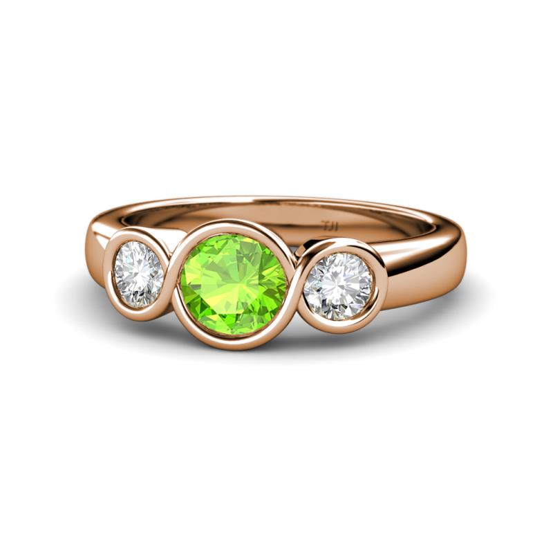 Naava Peridot and Diamond Three Stone Engagement Ring 