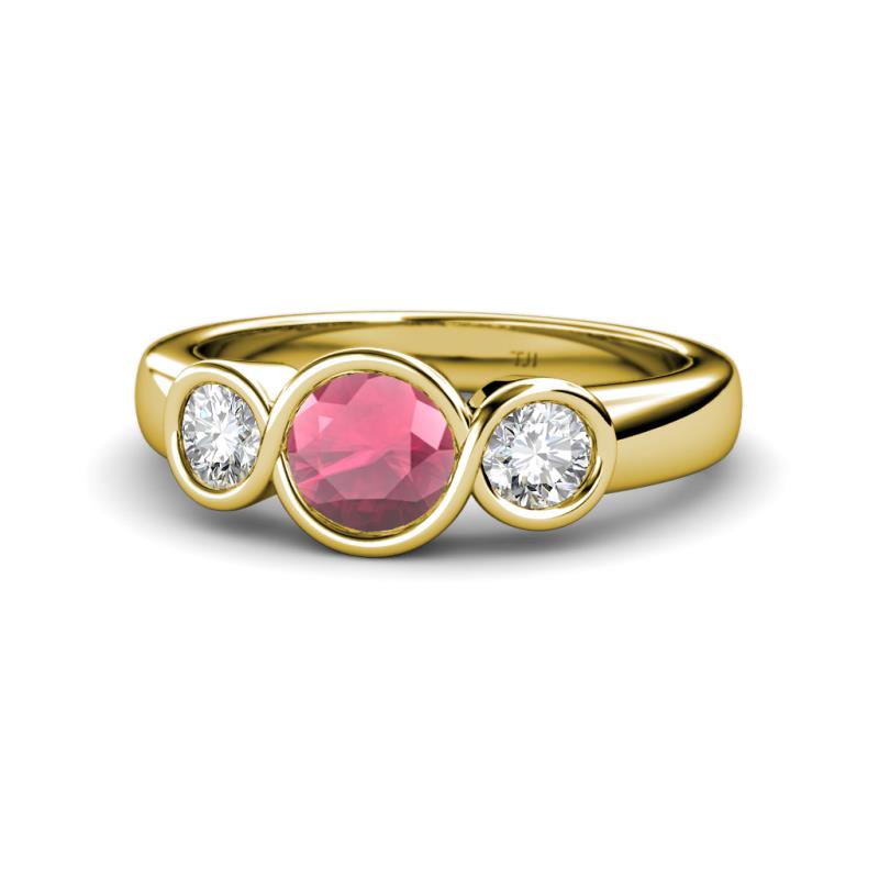 Naava Rhodolite Garnet and Diamond Three Stone Engagement Ring 