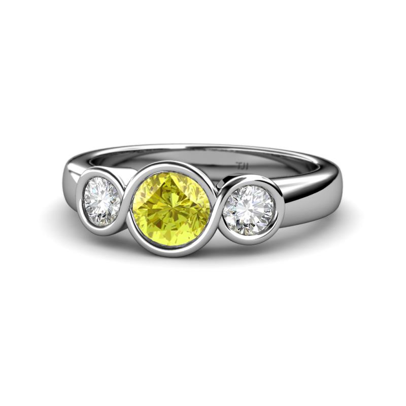 Naava Yellow and White Diamond Three Stone Engagement Ring 