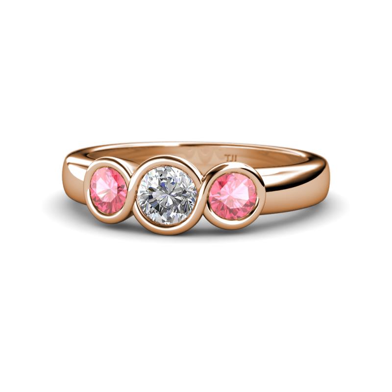 Naava Diamond and Pink Tourmaline Three Stone Engagement Ring 