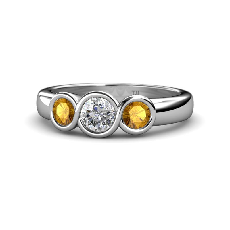 Naava Diamond and Citrine Three Stone Engagement Ring 