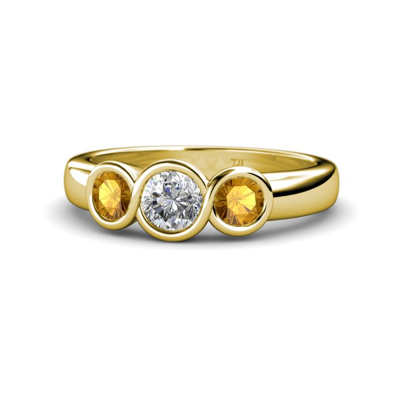 Naava Diamond and Citrine Three Stone Engagement Ring 