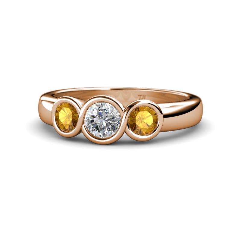 Naava Diamond and Citrine Three Stone Engagement Ring 