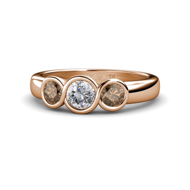 Naava Diamond and Smoky Quartz Three Stone Engagement Ring 