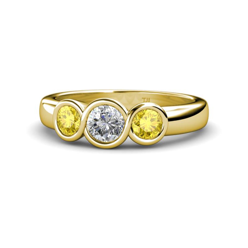 Naava Diamond and Yellow Sapphire Three Stone Engagement Ring 
