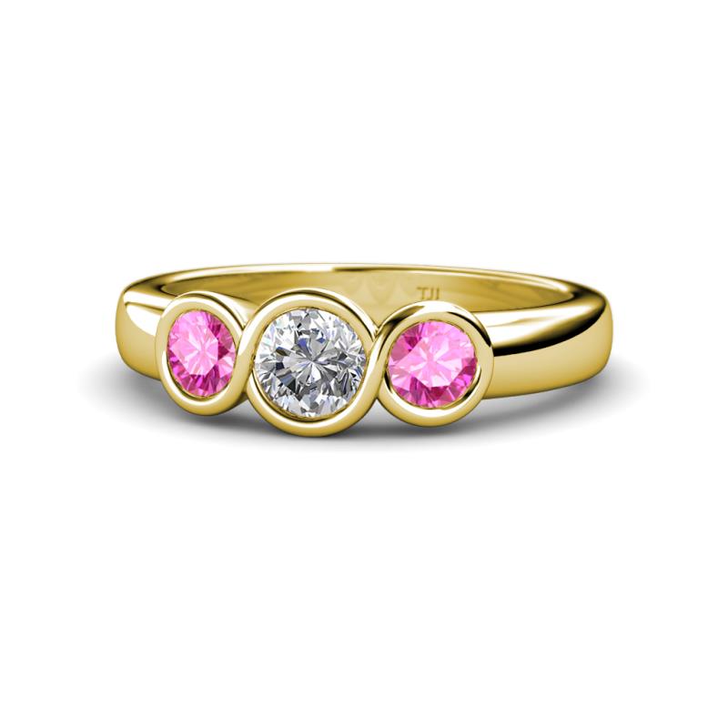 Naava Diamond and Pink Sapphire Three Stone Engagement Ring 