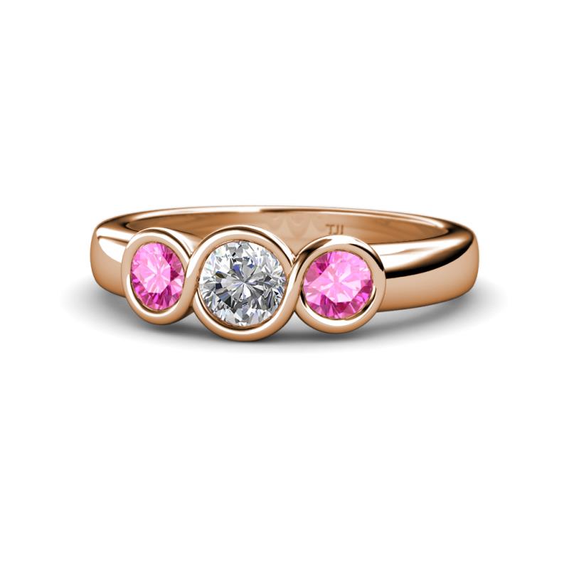 Naava Diamond and Pink Sapphire Three Stone Engagement Ring 