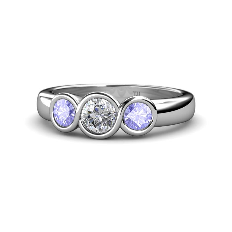 Naava Diamond and Tanzanite Three Stone Engagement Ring 