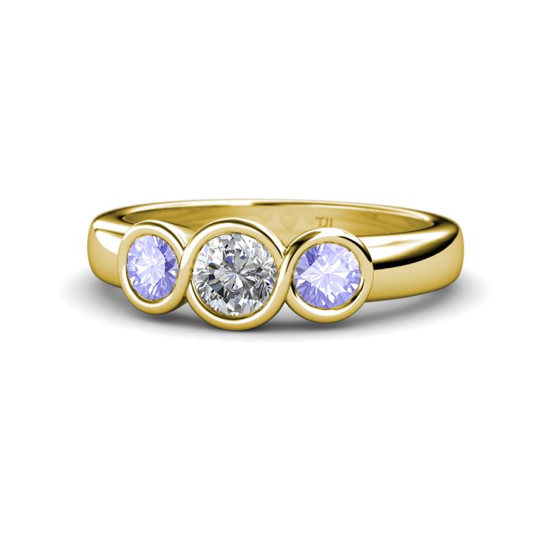 Naava Diamond and Tanzanite Three Stone Engagement Ring 