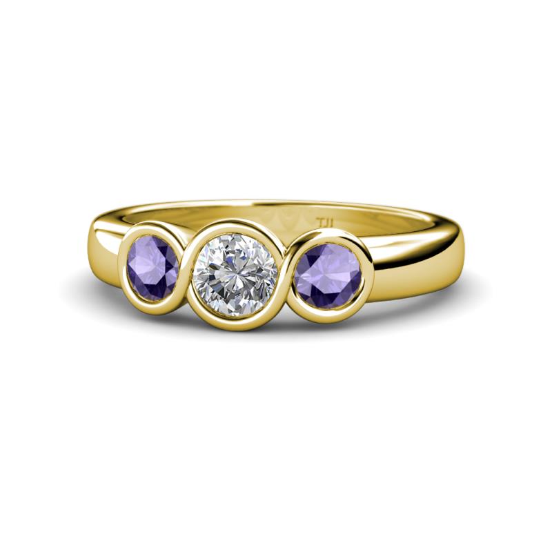 Naava Diamond and Iolite Three Stone Engagement Ring 