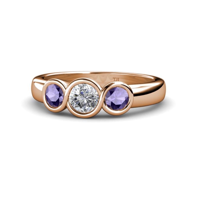 Naava Diamond and Iolite Three Stone Engagement Ring 