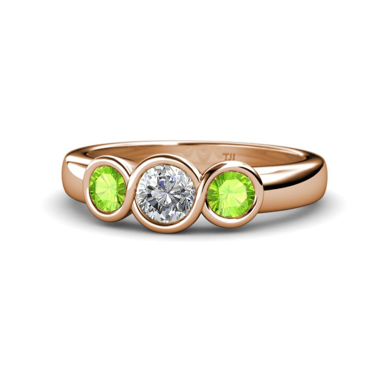 Naava Diamond and Peridot Three Stone Engagement Ring 