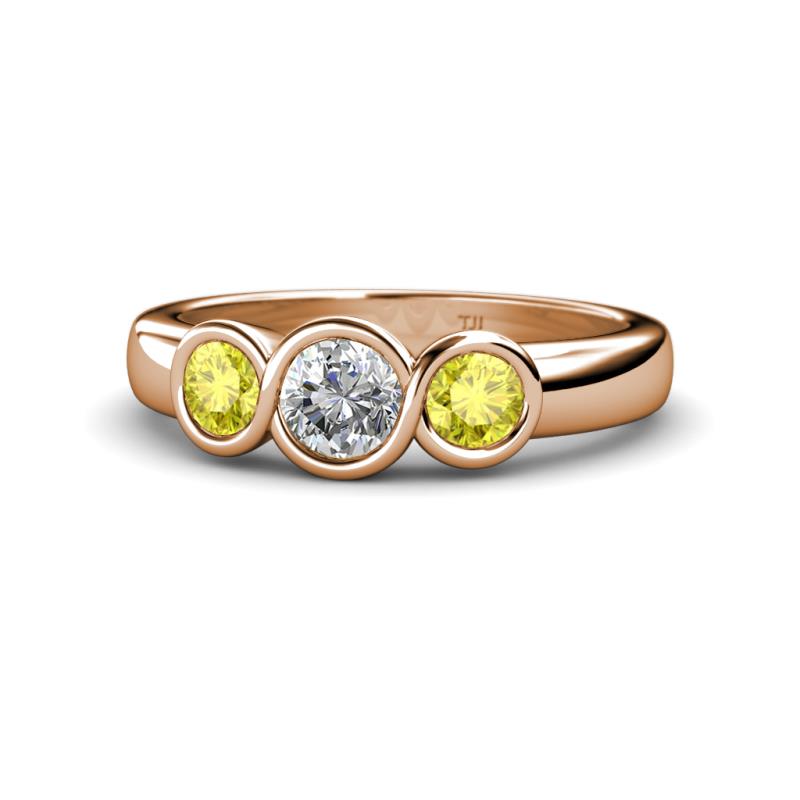 Naava Yellow and White Diamond Three Stone Engagement Ring 